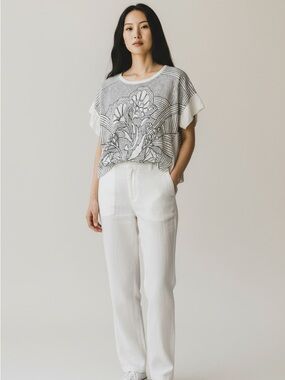 Anthropologie 100% cotton stitched Tee